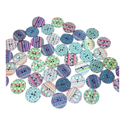 50pcs Retro Wood Buttons Handmade Clothes 15-25mm Sewing Scrapbook Clothing - Cross Stitch - 15mm - Asia Sell