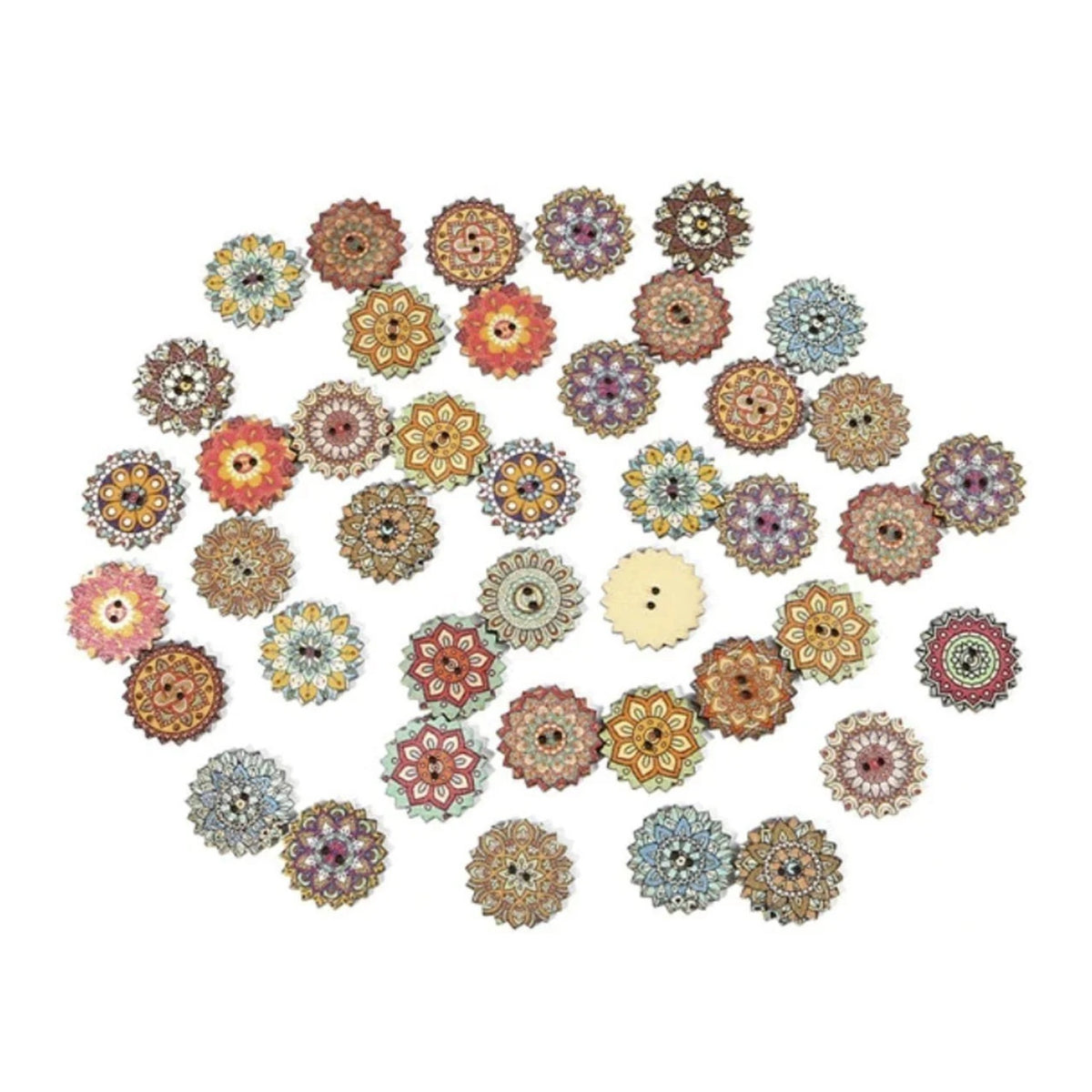50pcs Retro Wood Buttons Handmade Clothes 15-25mm Sewing Scrapbook Clothing
