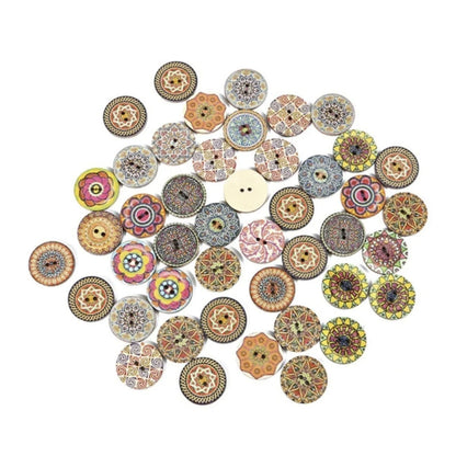 50pcs Retro Wood Buttons Handmade Clothes 15-25mm Sewing Scrapbook Clothing