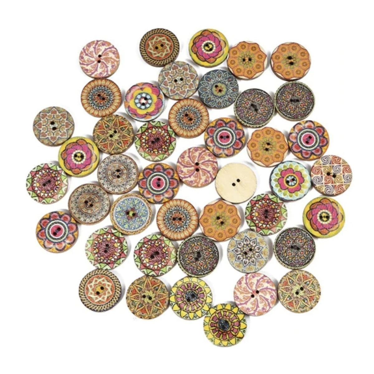 50pcs Retro Wood Buttons Handmade Clothes 15-25mm Sewing Scrapbook Clothing
