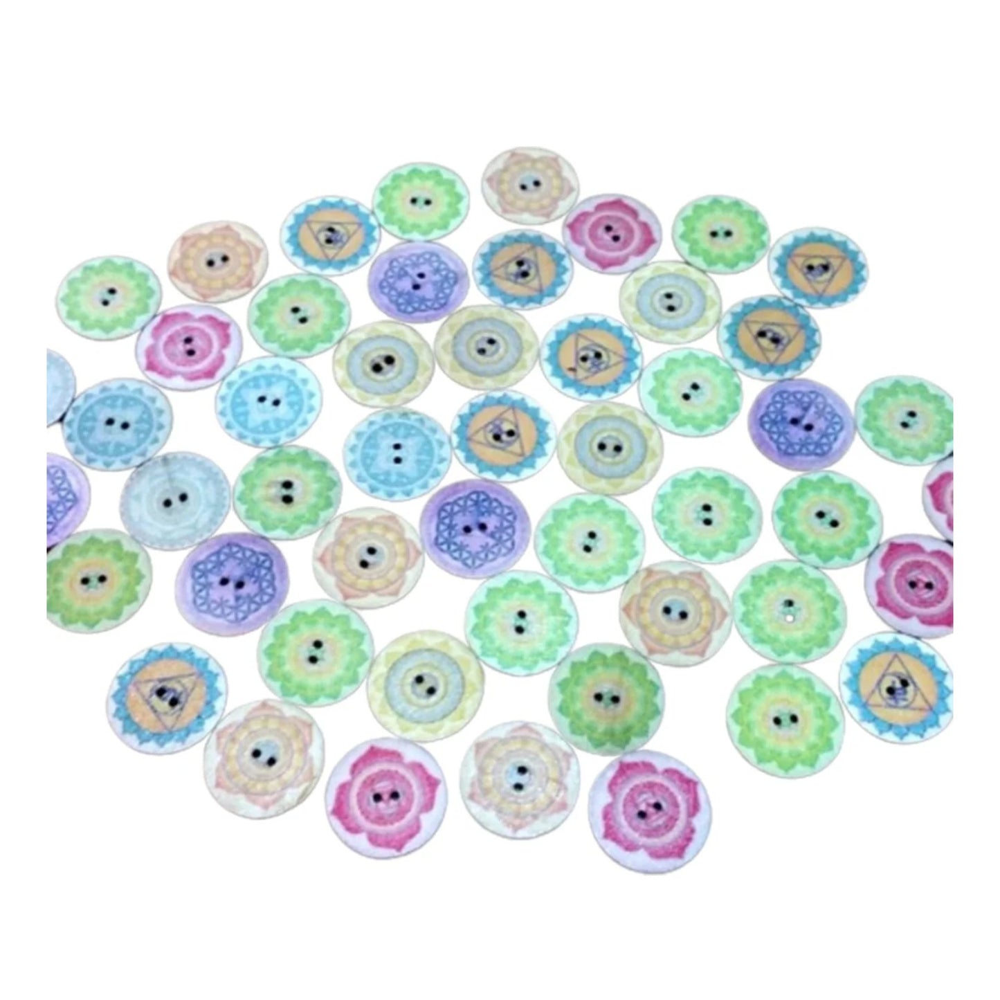 50pcs Retro Wood Buttons Handmade Clothes 15-25mm Sewing Scrapbook Clothing - Geometric - 15mm - Asia Sell