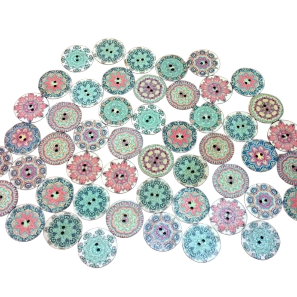 50pcs Retro Wood Buttons Handmade Clothes 15-25mm Sewing Scrapbook Clothing - Intricate - 15mm - Asia Sell