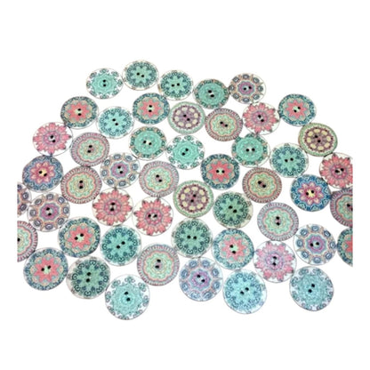 50pcs Retro Wood Buttons Handmade Clothes 15-25mm Sewing Scrapbook Clothing - Intricate - 15mm - Asia Sell