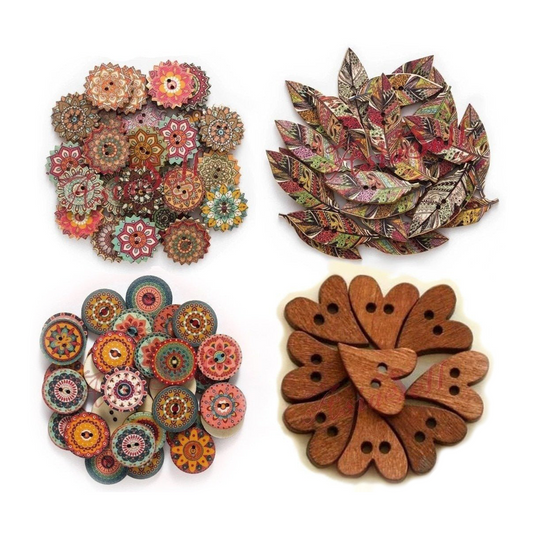 50pcs Retro Wood Buttons Handmade Clothes 15-25mm Sewing Scrapbook Clothing - Retro - Asia Sell