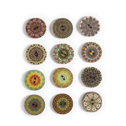 50pcs Retro Wood Buttons Handmade Clothes 15-25mm Sewing Scrapbook Clothing