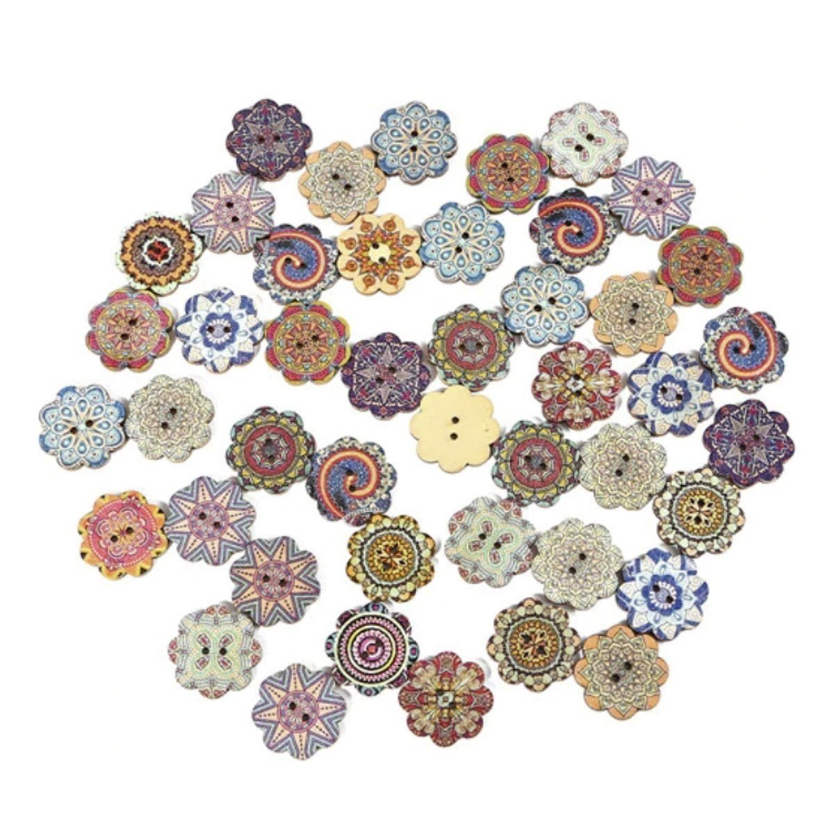 50pcs Retro Wood Buttons Handmade Clothes 15-25mm Sewing Scrapbook Clothing - Retro 6 - 15mm - Asia Sell