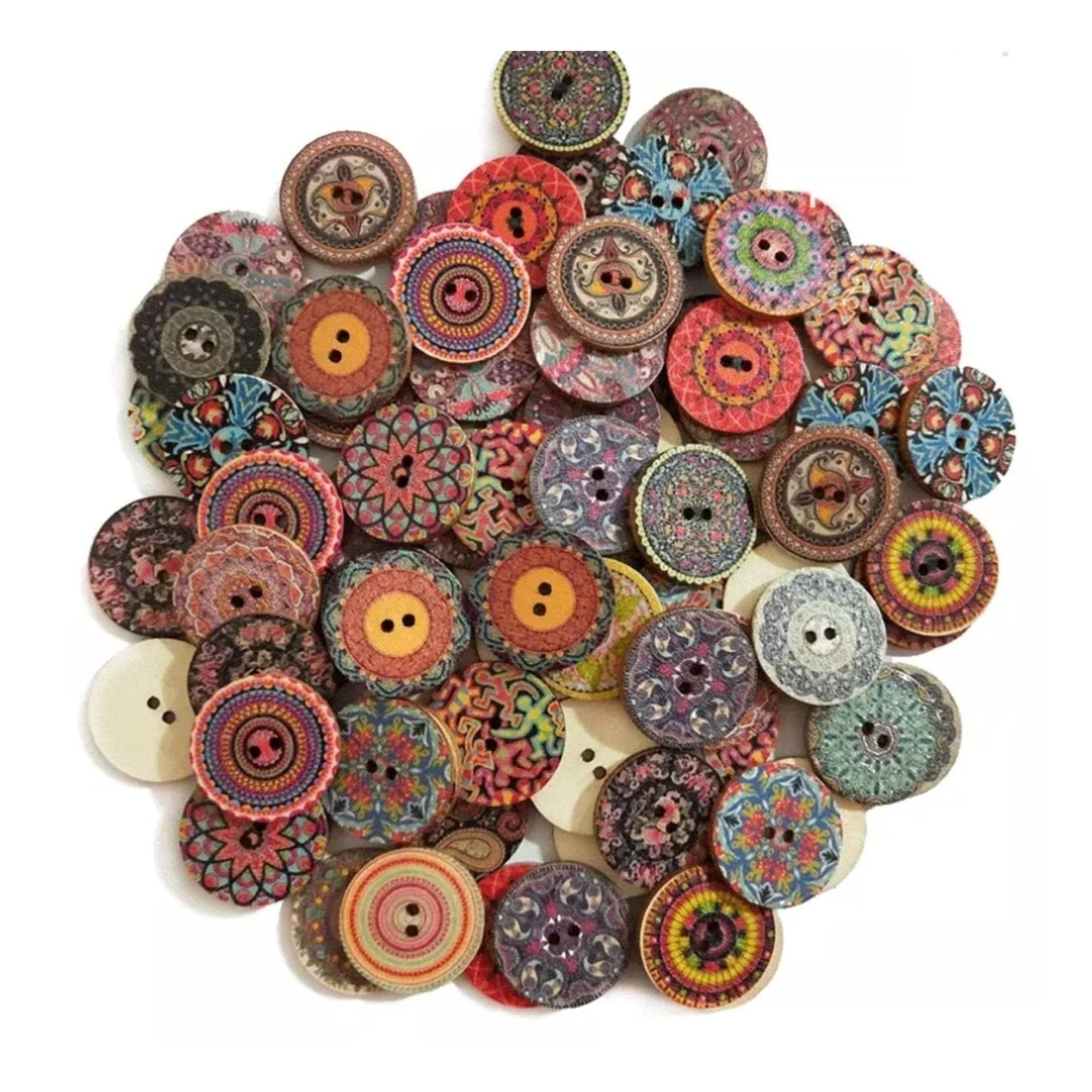 50pcs Retro Wood Buttons Handmade Clothes 15-25mm Sewing Scrapbook Clothing - Retro 7 - 15mm - Asia Sell