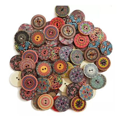 50pcs Retro Wood Buttons Handmade Clothes 15-25mm Sewing Scrapbook Clothing - Retro 7 - 15mm - Asia Sell