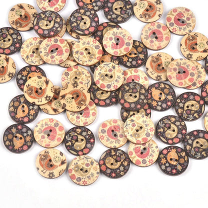 50pcs Vintage Cute Bird Printed Wooden Buttons For Sewing Clothing Scrapbooking DIY Crafts Kids Garment Handmade Supplies - - Asia Sell