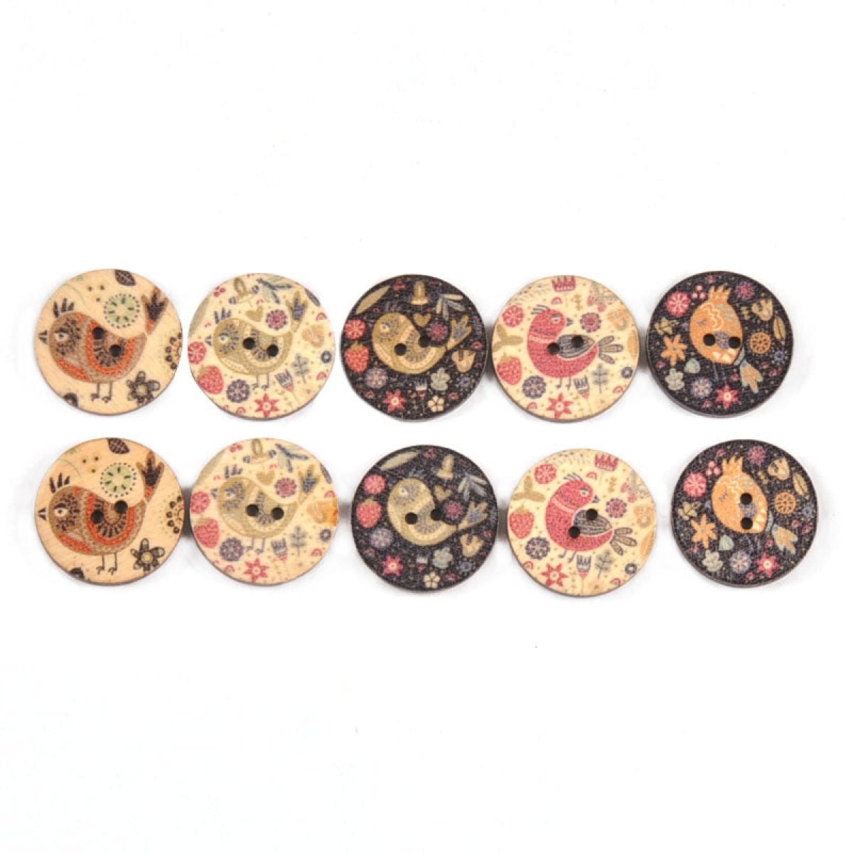 50pcs Vintage Cute Bird Printed Wooden Buttons For Sewing Clothing Scrapbooking DIY Crafts Kids Garment Handmade Supplies - - Asia Sell