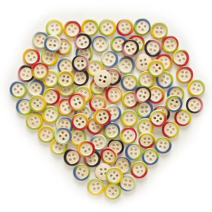 50pcs Wooden Buttons 4 Hole 15mm Multicoloured Round Clothing Sewing Colourful - Centre Coloured - Asia Sell