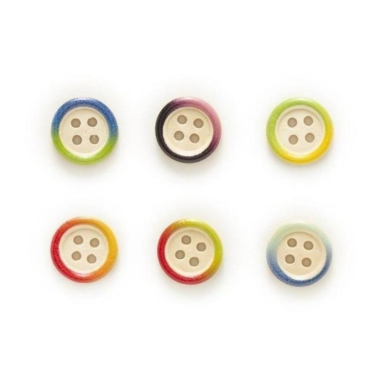 50pcs Wooden Buttons 4 Hole 15mm Multicoloured Round Clothing Sewing Colourful - Edge Multicoloured - Asia Sell