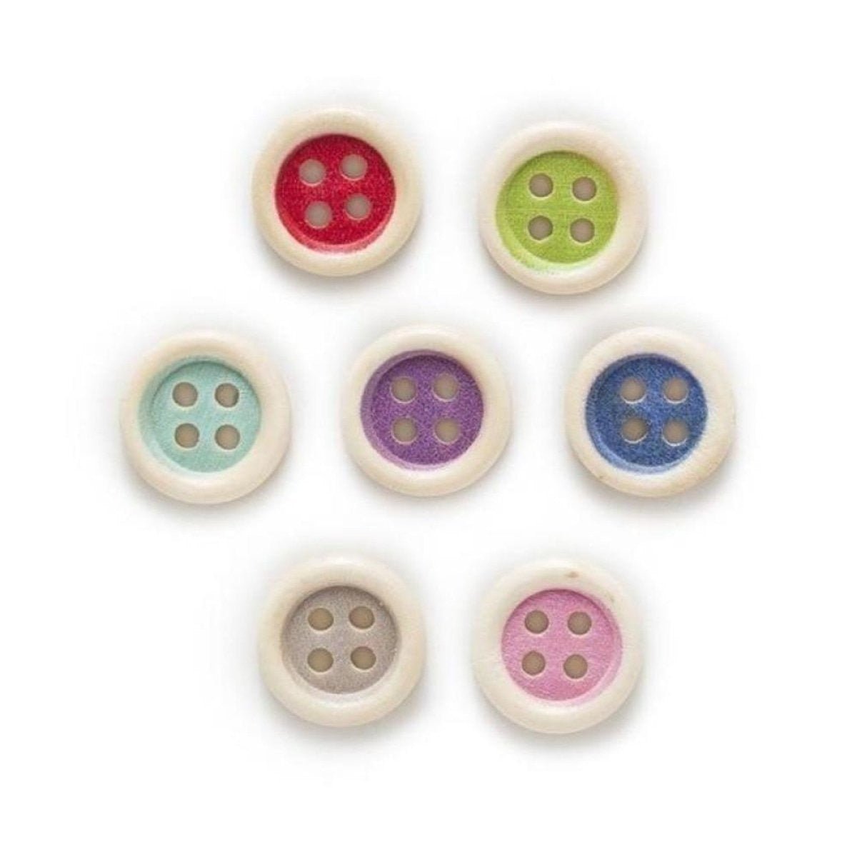 50pcs Wooden Buttons 4 Hole 15mm Multicoloured Round Clothing Sewing Colourful - Mixed - Asia Sell