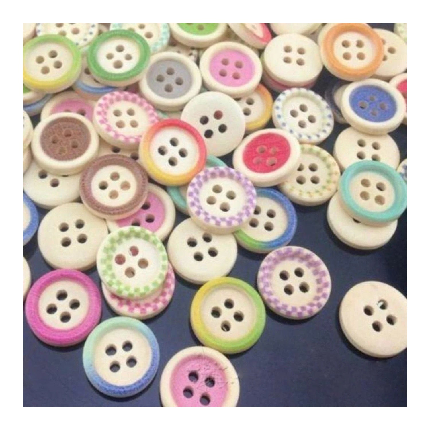 50pcs Wooden Buttons 4 Hole 15mm Multicoloured Round Clothing Sewing Colourful - Mixed - Asia Sell