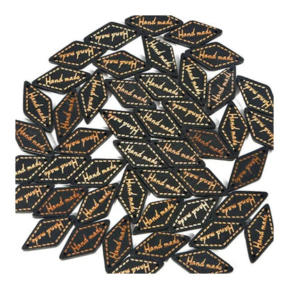 50pcs Wooden Handmade Hand Made Bag Labels Sewing Tags Clothing - Black Diamond - Asia Sell