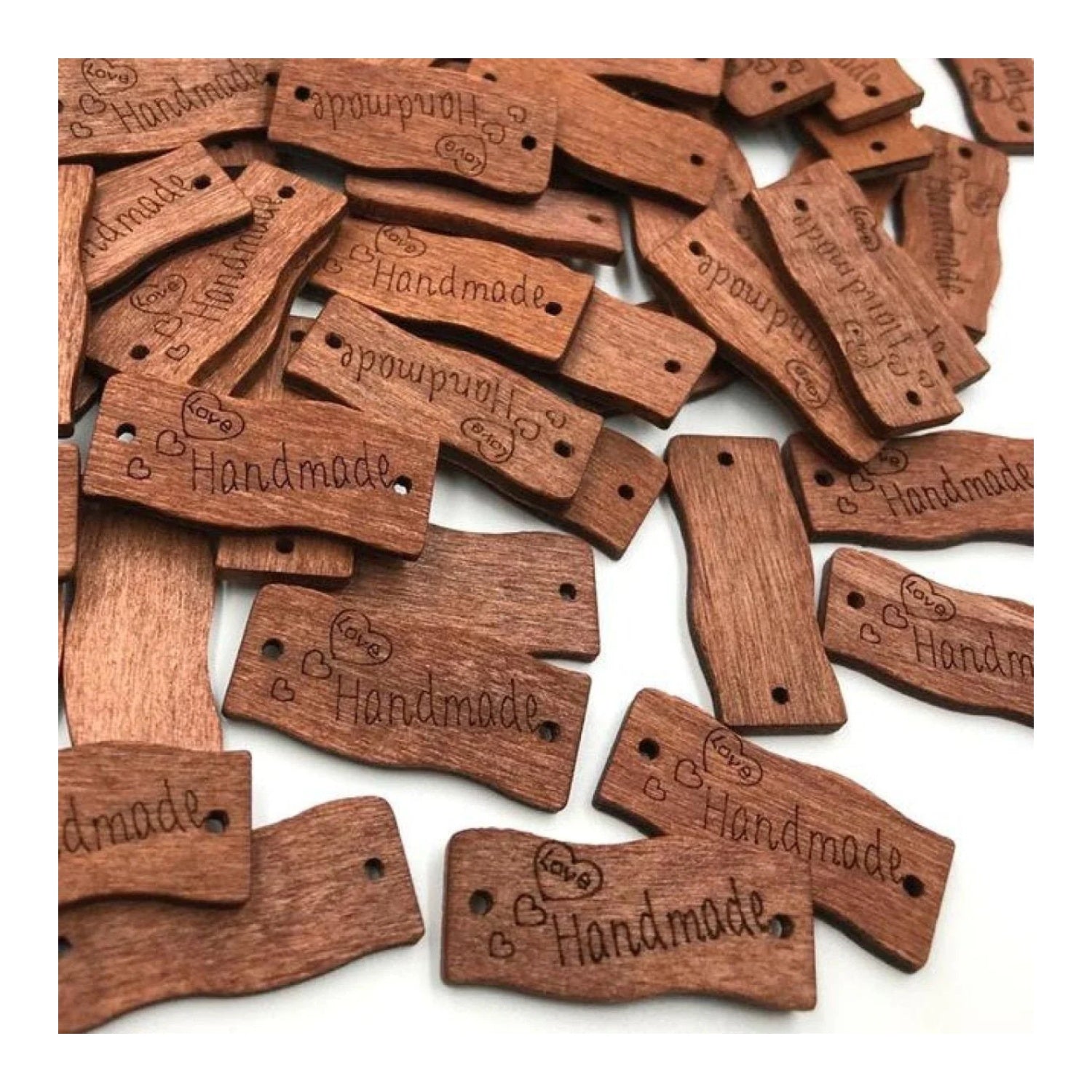50pcs Wooden Handmade Hand Made Bag Labels Sewing Tags Clothing - Natural Signboard - Asia Sell