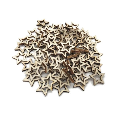 50pcs Wooden Stars Confetti 10-30mm Wood Crafts Decorations Hollow - 20mm Only - Asia Sell