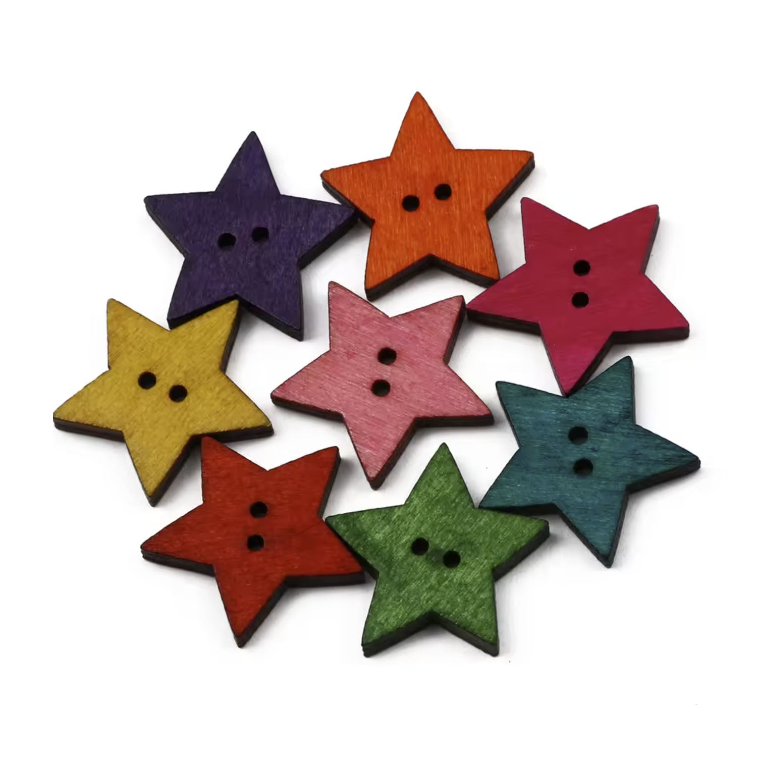 50pcs 23mm Star Shape Buttons 2 Hole Wooden Buttons For Clothing Scrapbook Needlework Diy Sewing Accessories Home Decoration | Asia Sell