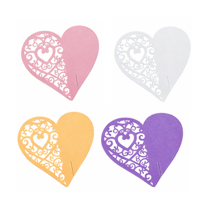 50pcs Love Heart Wine Glass Table Place Holder Wedding Name Cards 80x80mm Laser Cut Cardboard