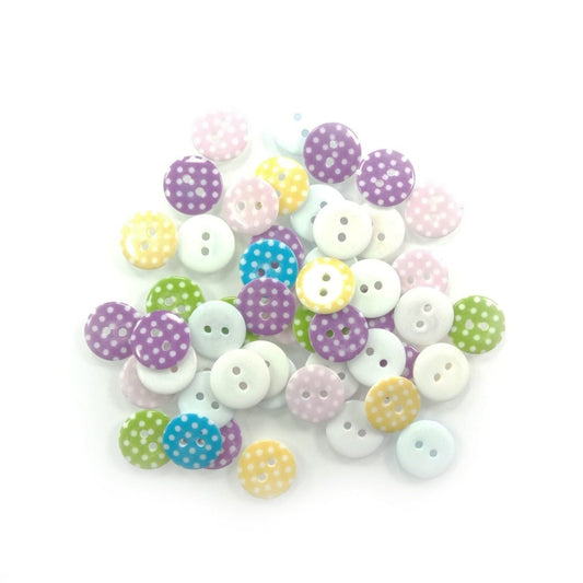 50x 15mm Dot Pattern Clothing Buttons Dots Dotted 2-Hole Flat Back - - Asia Sell