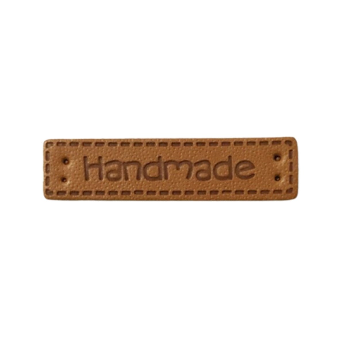 50x 40mm "Handmade" Labels for Clothing Tags Sewing Labels Faux Leather Clothes Bags DIY Hand Made - With Holes - Asia Sell