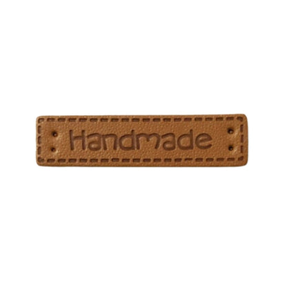 50x 40mm "Handmade" Labels for Clothing Tags Sewing Labels Faux Leather Clothes Bags DIY Hand Made - With Holes - Asia Sell