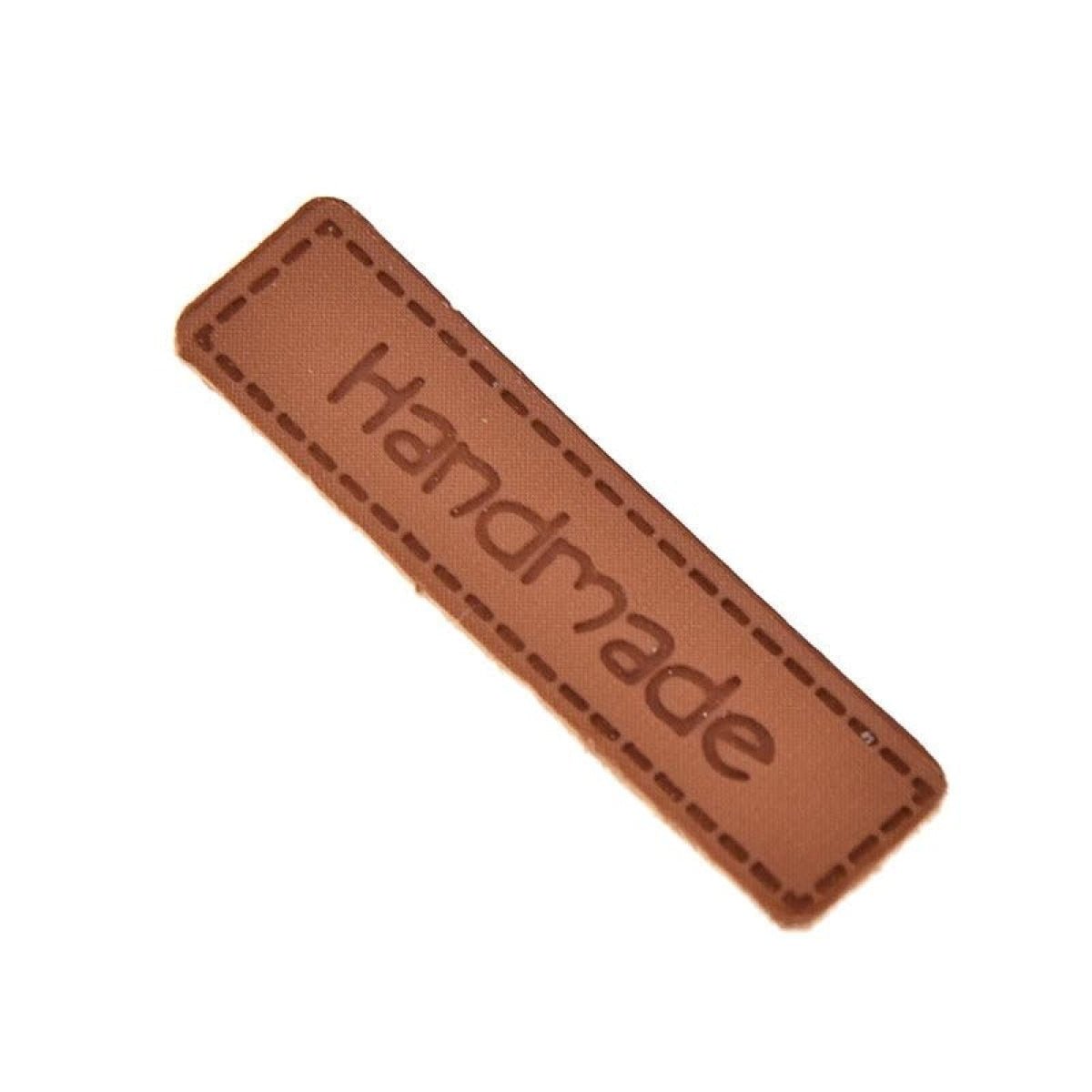 50x 40mm "Handmade" Labels for Clothing Tags Sewing Labels Faux Leather Clothes Bags DIY Hand Made - Without Holes - Asia Sell