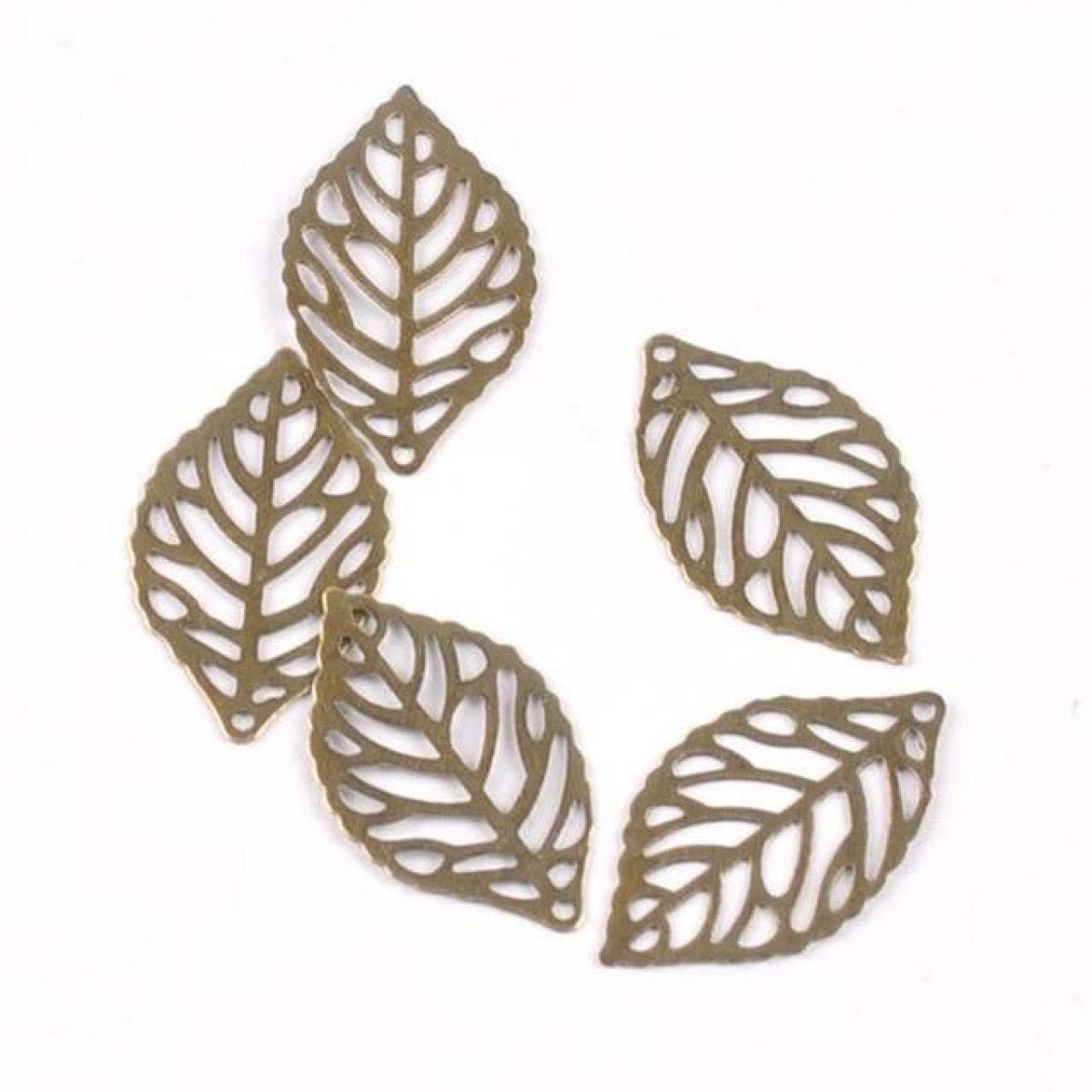 50x Metal Crafts Filigree Leaves Bracelet Bangles Scrapbooking 23x14mm Charms Shape - Bronze - Asia Sell