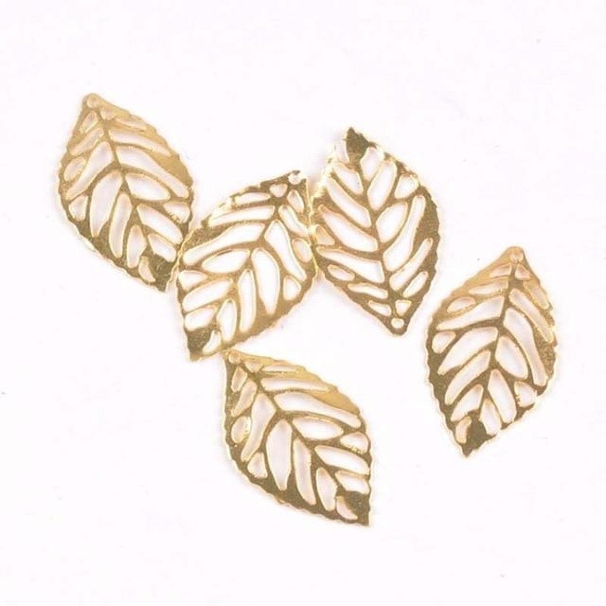 50x Metal Crafts Filigree Leaves Bracelet Bangles Scrapbooking 23x14mm Charms Shape - Gold - Asia Sell