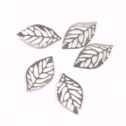 50x Metal Crafts Filigree Leaves Bracelet Bangles Scrapbooking 23x14mm Charms Shape - Silver - Asia Sell