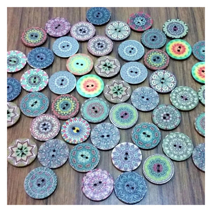 50x Retro Wooden Buttons for Scrapbooking and Handmade Clothes 15-25mm Set B - 20mm Flowers 4 - Asia Sell