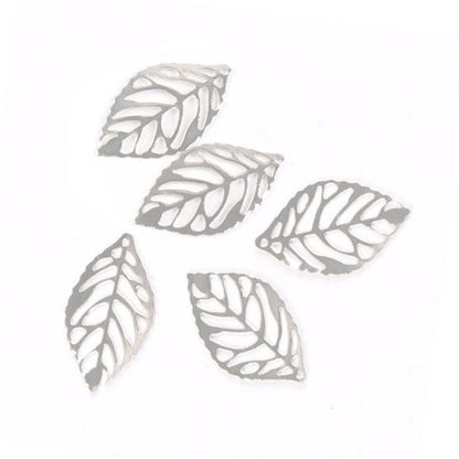 50x Metal Filigree Leaves Bracelet Bangles Scrapbooking 23x14mm Charms Leaf Shape Crafts