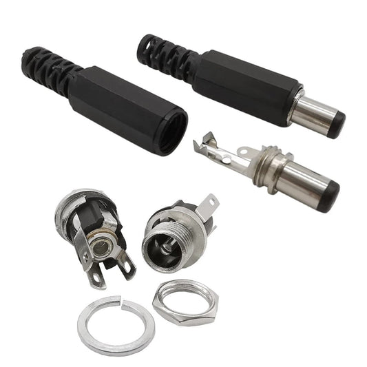 5.5mm x 2.1mm 5.5x2.1 DC Power Supply Plug Connector + Female Metal Panel Mount Socket Jack Plug DC Connectors Terminal Adapter - - Asia Sell