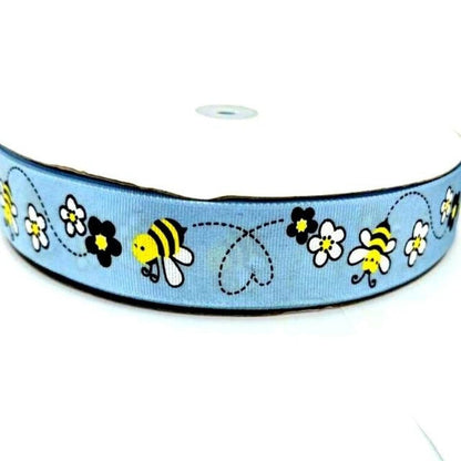 5m Bee Ribbons 25mm Gift Wrapping Childrens Hair Accessories - Blue 5m - Asia Sell