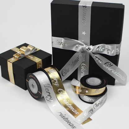 5M Merry Christmas Gift Wrapping Ribbons Gold Silver 16mm Christmas Ribbon - 16mm Red - Asia Sell