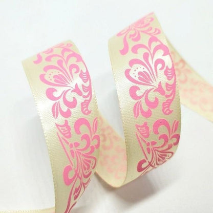 5m Polyester Ribbons 25mm DIY Gift Wrapping Hair Accessories Sewing Bow Hair Wedding Decorations - Pink and White - Asia Sell