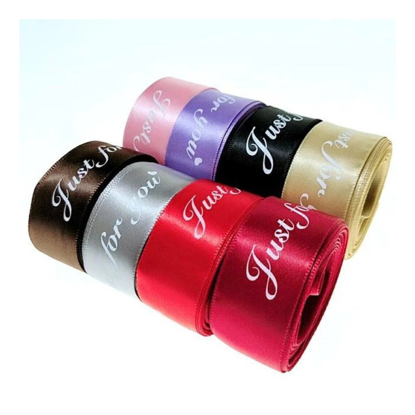 5m Printed Ribbon Set 25mm "Just For You" Wedding Christmas Birthday Present Bow Tie Wrap - Red - Asia Sell