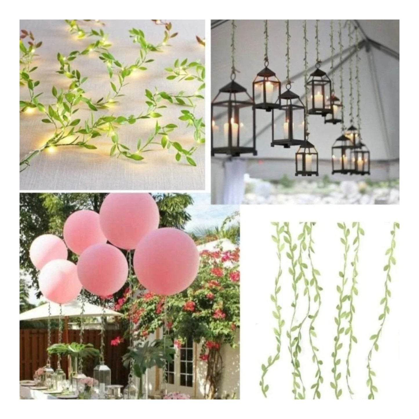 5m/10m Artificial Vine Leaves Wedding Wreath Decorations Rope DIY Craft - 10M Pink - Asia Sell