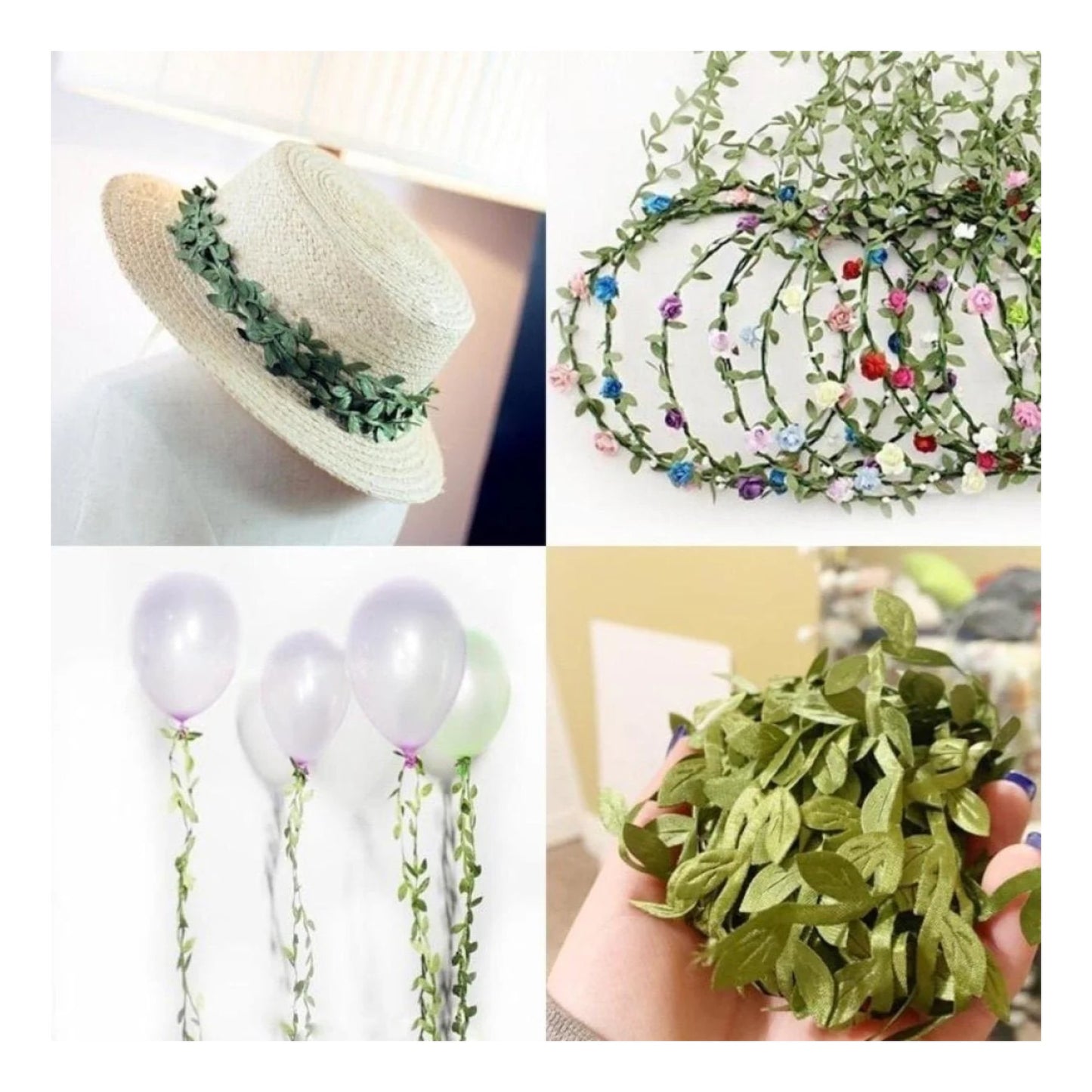 5m/10m Artificial Vine Leaves Wedding Wreath Decorations Rope DIY Craft - 10M Pink - Asia Sell