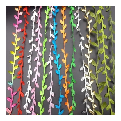 5m/10m Artificial Vine Leaves Wedding Wreath Decorations Rope DIY Craft - 5M Gold - Asia Sell