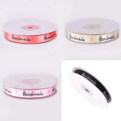 5m 10mm Polyester Ribbon Handmade Logo for Gift Wrapping Crafts Bow Pink White Black Beige