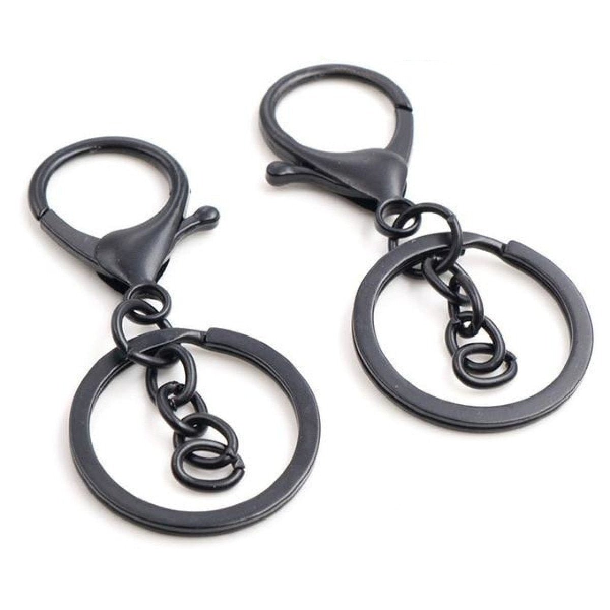 5Pcs 30Mm Key Ring Long 70Mm Plated Lobster Clasp Hook Chain Jewellery Making Keychain X1-44-Black