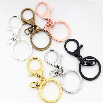 5pcs 30mm Lobster Key Ring 70mm Plated Lobster Clasp Key Hook Chain Jewellery Making Keychain Split Keyring - Black Swivel Loops - Asia Sell