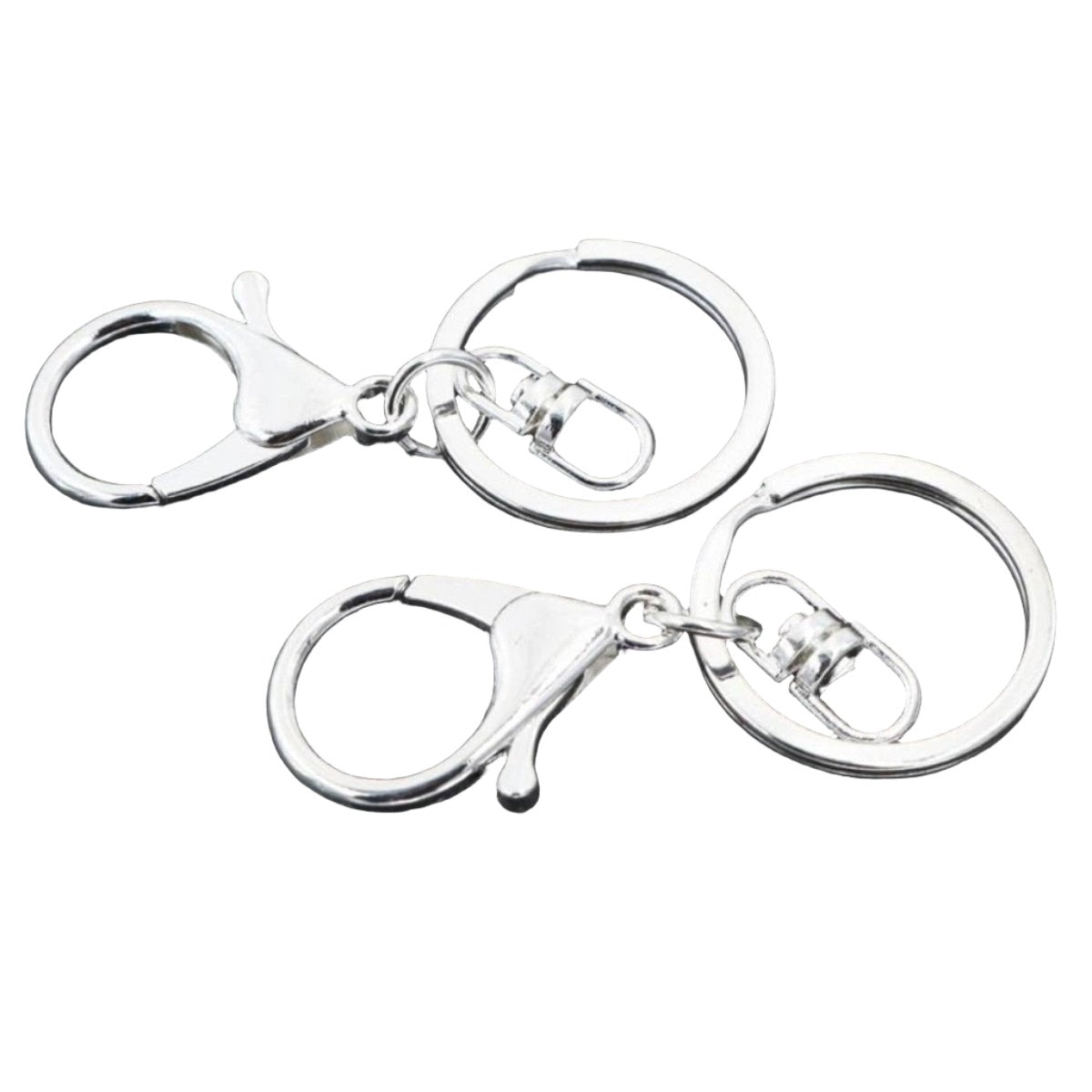 5pcs 30mm Lobster Key Ring 70mm Plated Lobster Clasp Key Hook Chain Jewellery Making Keychain Split Keyring - Bright Silver Swivel Loops - Asia Sell