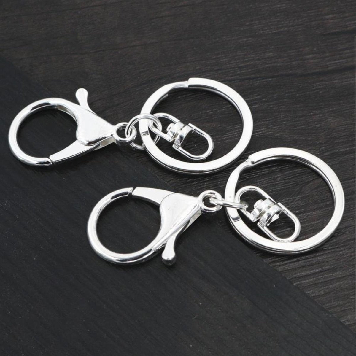 5Pcs 30Mm Key Ring Long 70Mm Plated Lobster Clasp Hook Chain Jewellery Making Keychain Rings