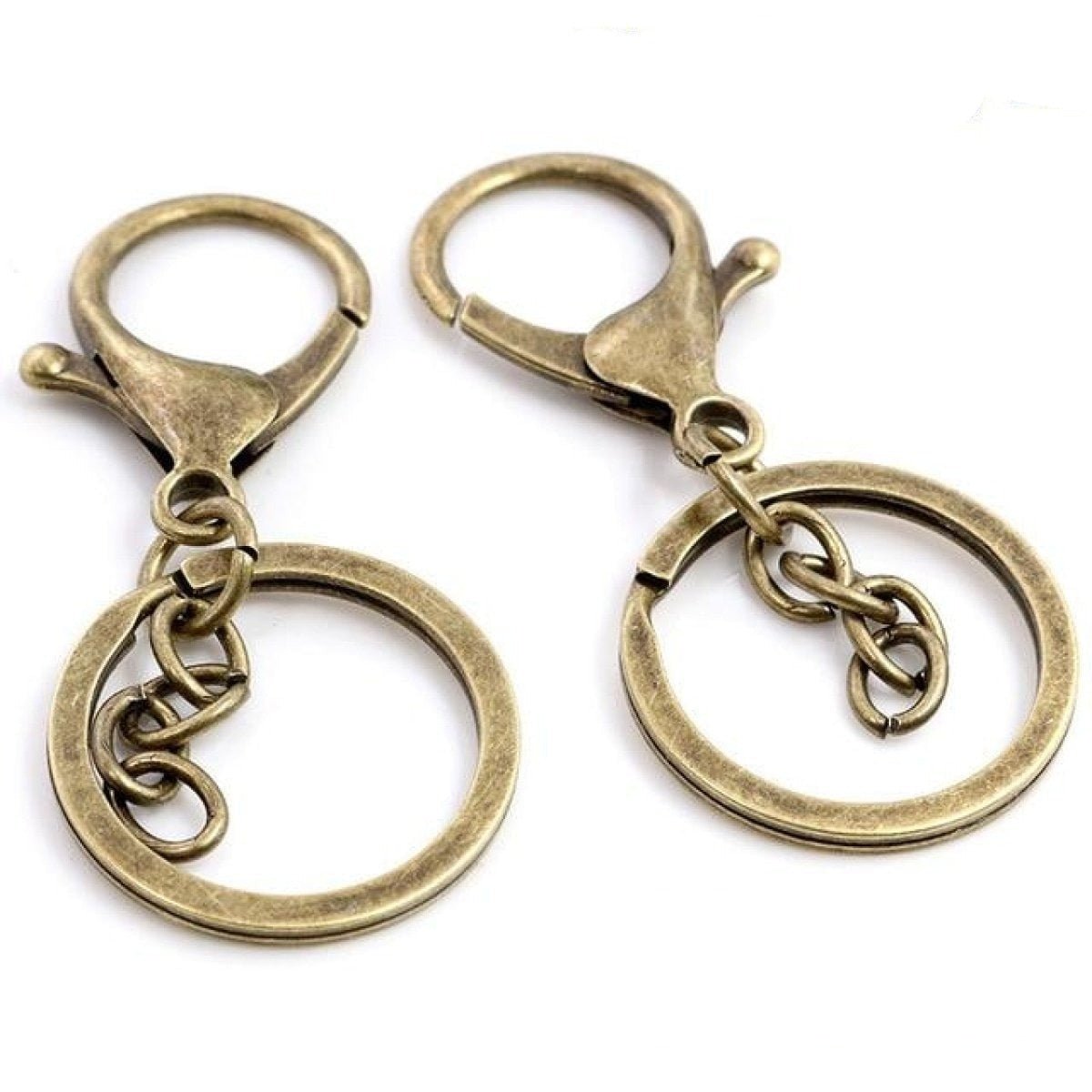 5pcs 30mm Lobster Key Ring 70mm Plated Lobster Clasp Key Hook Chain Jewellery Making Keychain Split Keyring - Bronze Regular Chain - Asia Sell