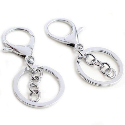 5Pcs 30Mm Key Ring Long 70Mm Plated Lobster Clasp Hook Chain Jewellery Making Keychain Y1-31-Chrome