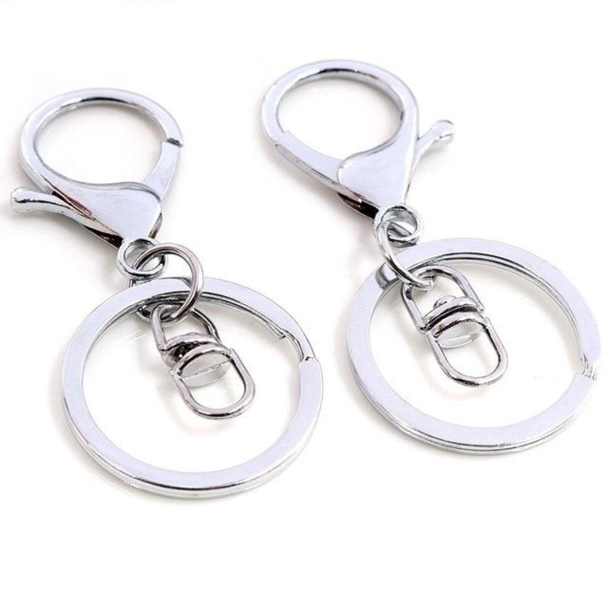 5pcs 30mm Lobster Key Ring 70mm Plated Lobster Clasp Key Hook Chain Jewellery Making Keychain Split Keyring - Chrome Swivel Loops - Asia Sell