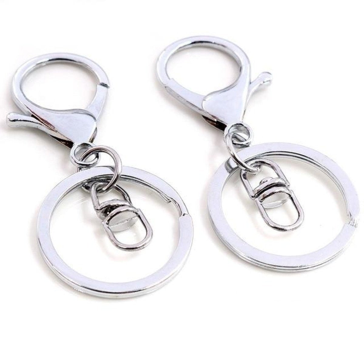5Pcs 30Mm Key Ring Long 70Mm Plated Lobster Clasp Hook Chain Jewellery Making Keychain X1-43-Chrome