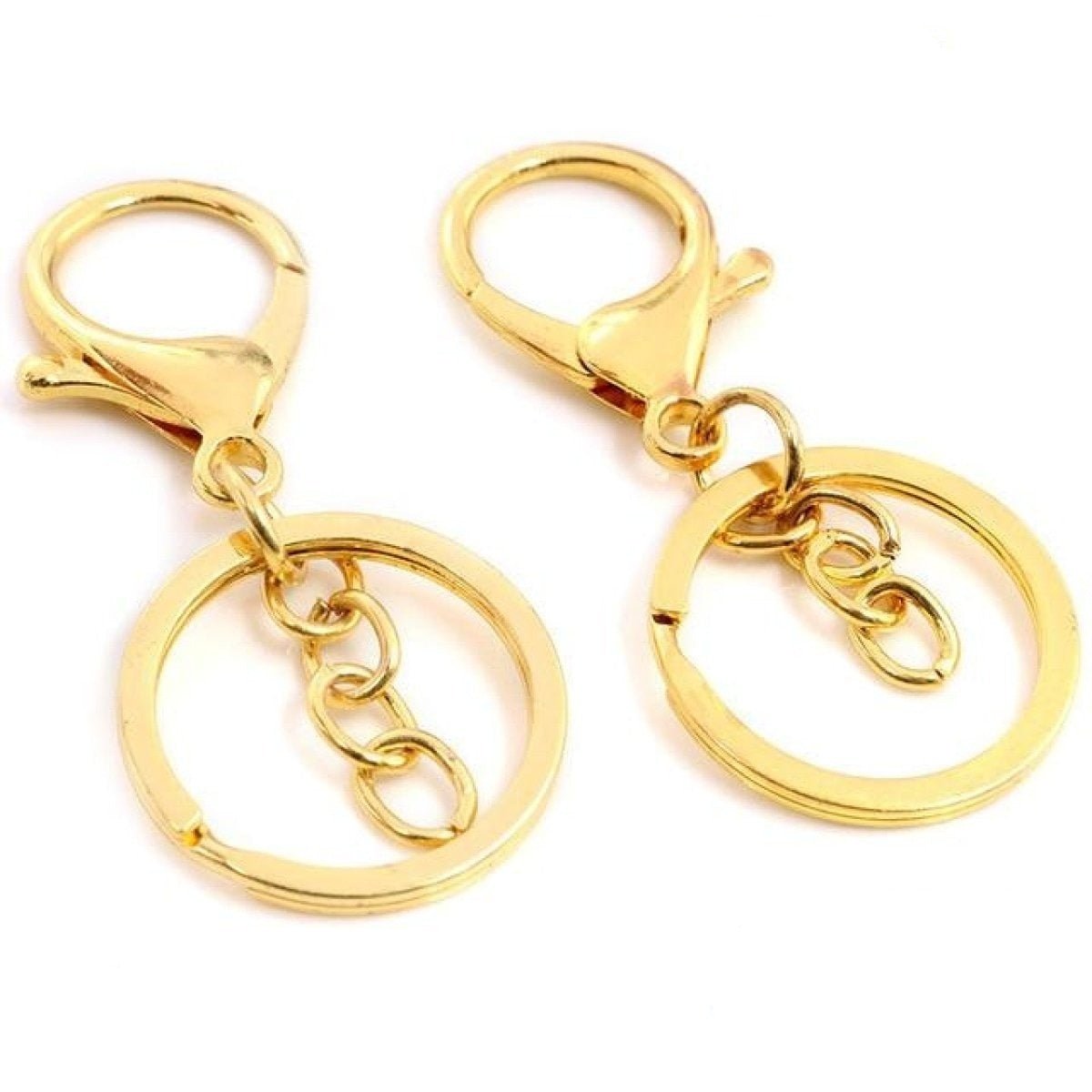 5pcs 30mm Lobster Key Ring 70mm Plated Lobster Clasp Key Hook Chain Jewellery Making Keychain Split Keyring - Gold Regular Chain - Asia Sell